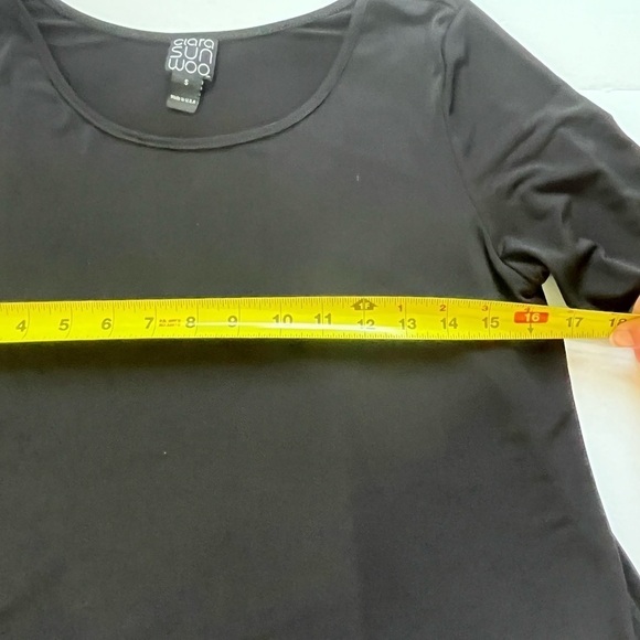 Clara Sun Woo Kerchief Angle Asymmetrical Hem Tunic Small Black - Picture 6 of 7